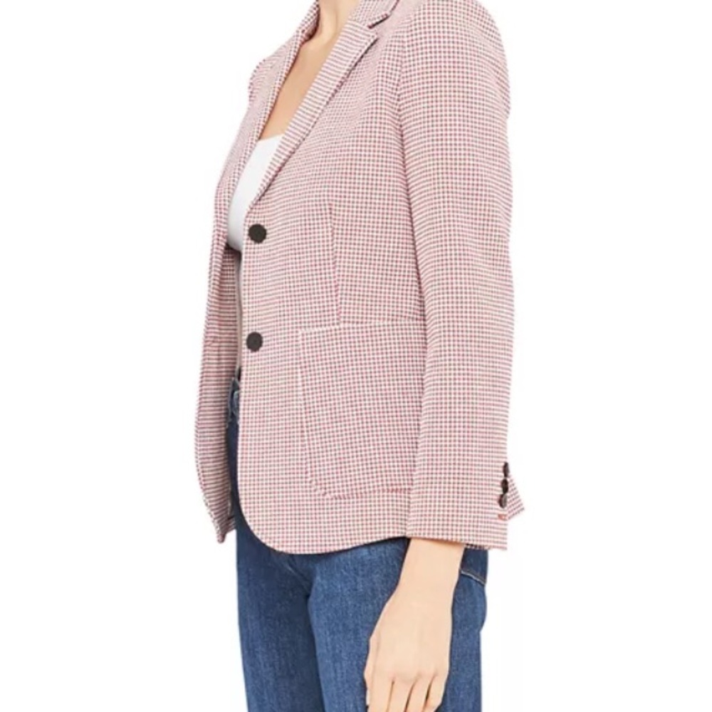 Theory Red and White Houndstooth Blazer - Picture 4 of 16